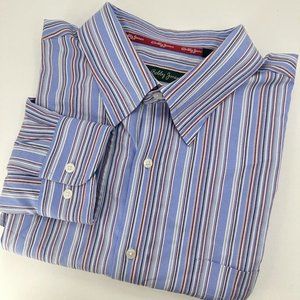 Bobby Jones Men's Golf Shirt Blue Striped Long Sleeve Button Up‎ Dress XL